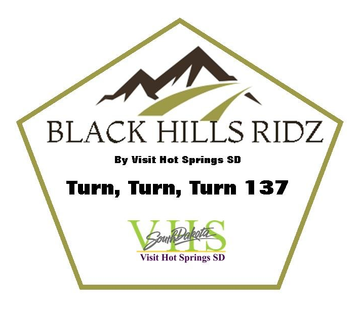 A logo for black hills ridz by visit hot springs sd