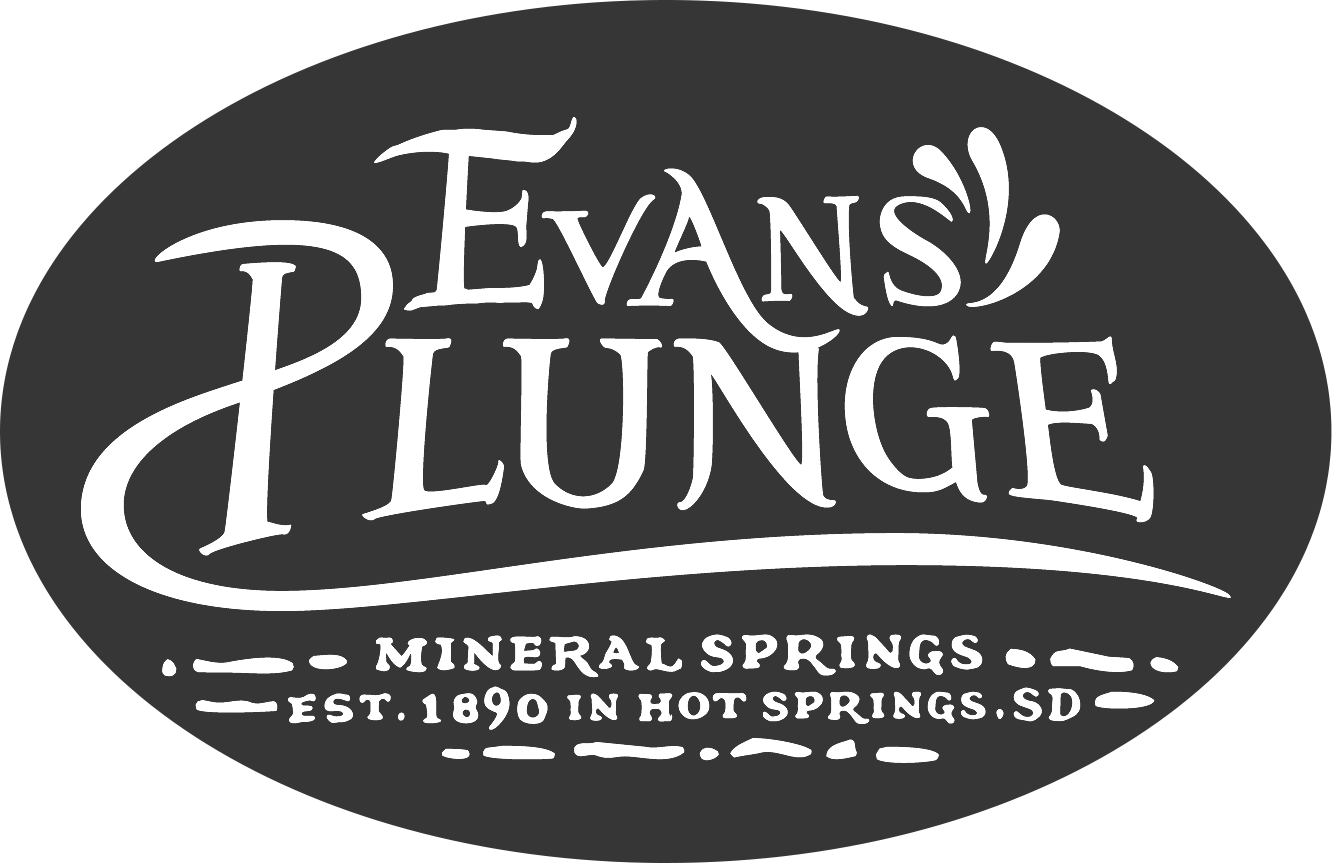 A black and white logo for evans plunge mineral springs