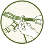 Depiction of second stage of guiding the handle through the ring
