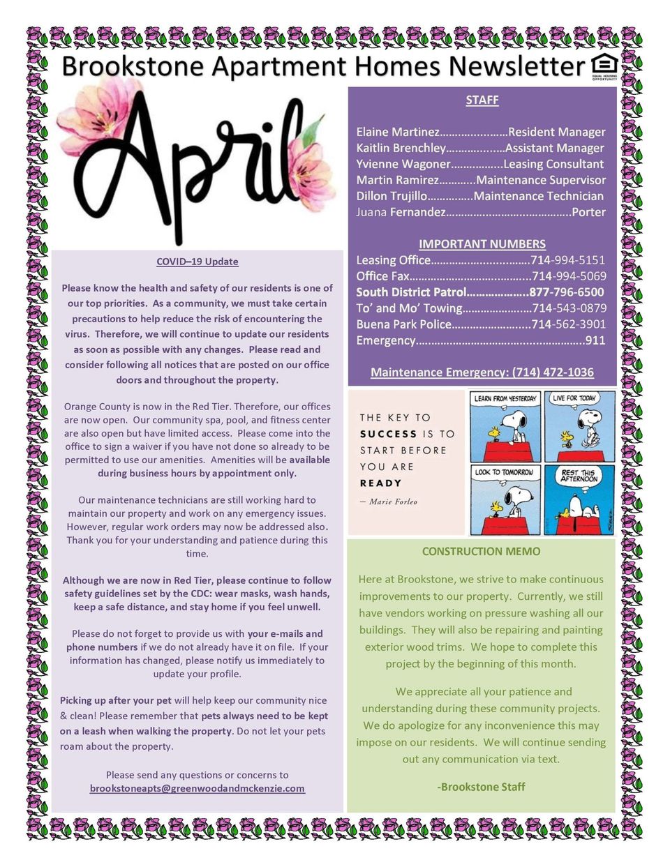 Brookstone Newsletter