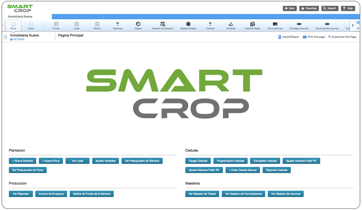 Interfaz del sitio web Smart Crop con un logotipo verde y gris y botones para editar y recortar imágenes.