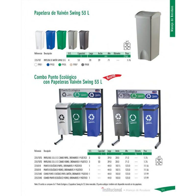 Distribuciones Andra SAS - Combo Punto Ecologico x 3 Papeleras - Estra