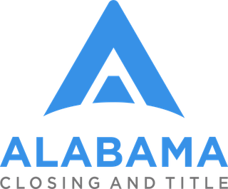 The logo for alabama closing and title is blue and white.