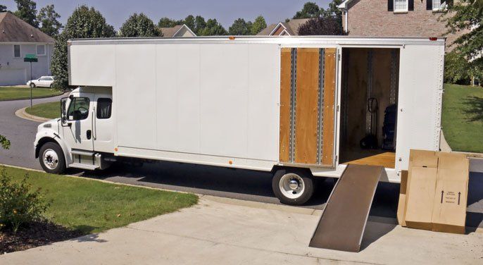 Moving and storage truck Side View With Open Door