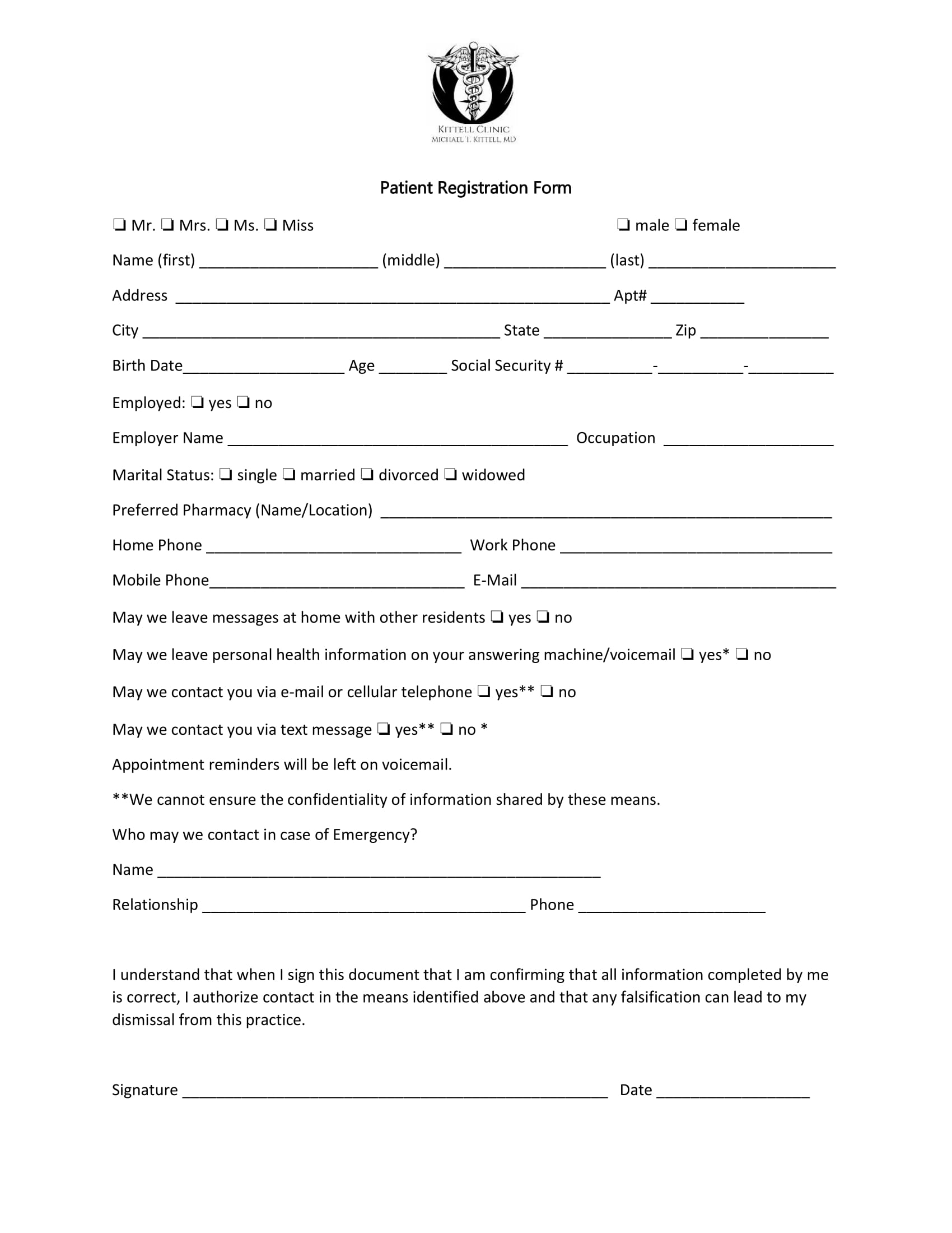 Patient Registration Form image of patient registration form