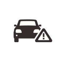 Icône de voiture avec panneau d'avertissement.