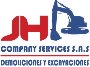 Logo of JH Company Services S.A.S. with excavator icon and text “Demoliciones y Excavaciones”