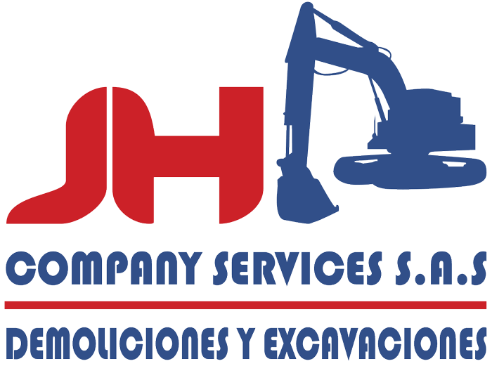 Logo of JH Company Services S.A.S. with excavator icon and text “Demoliciones y Excavaciones”