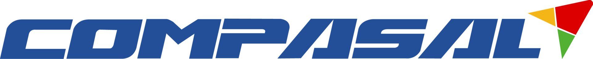 a logo for compusal with a flag in the background