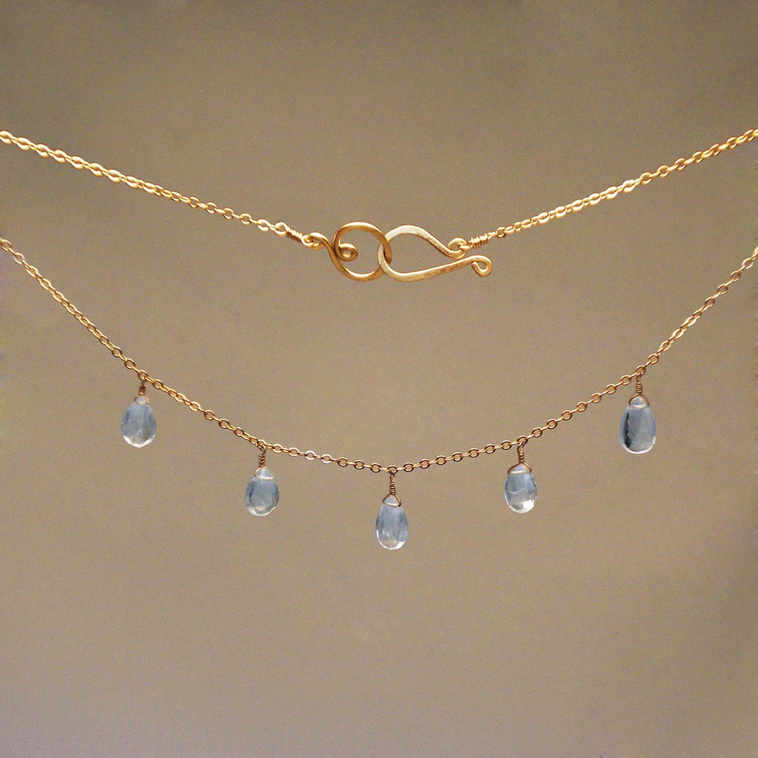 Blue Topaz Gem Drop Necklace