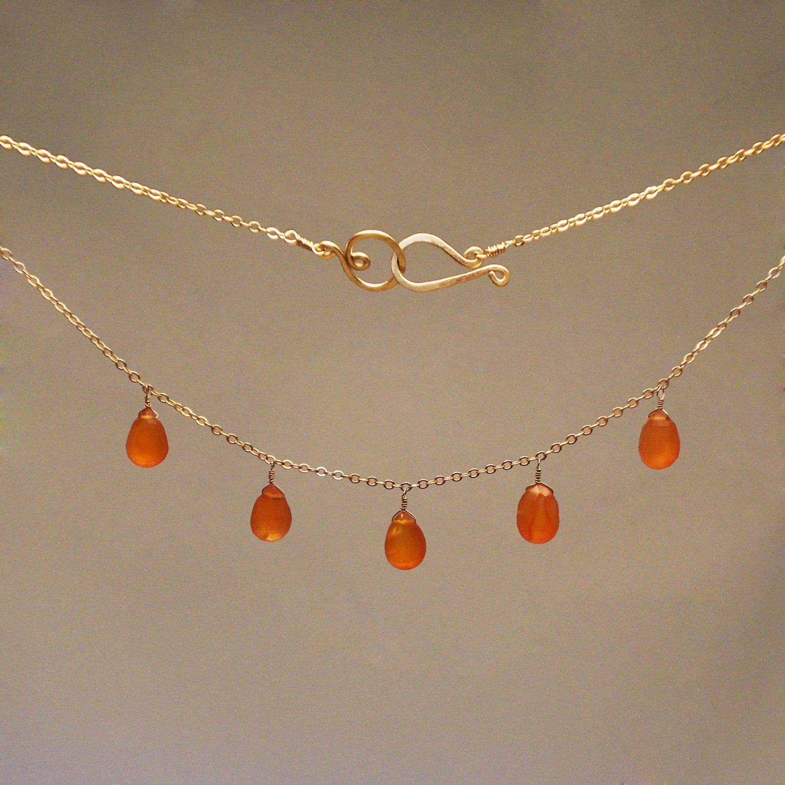 Carnelian Gem Drop Necklace
