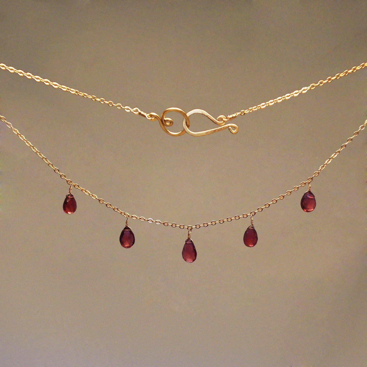 Garnet Gem Drop Necklace