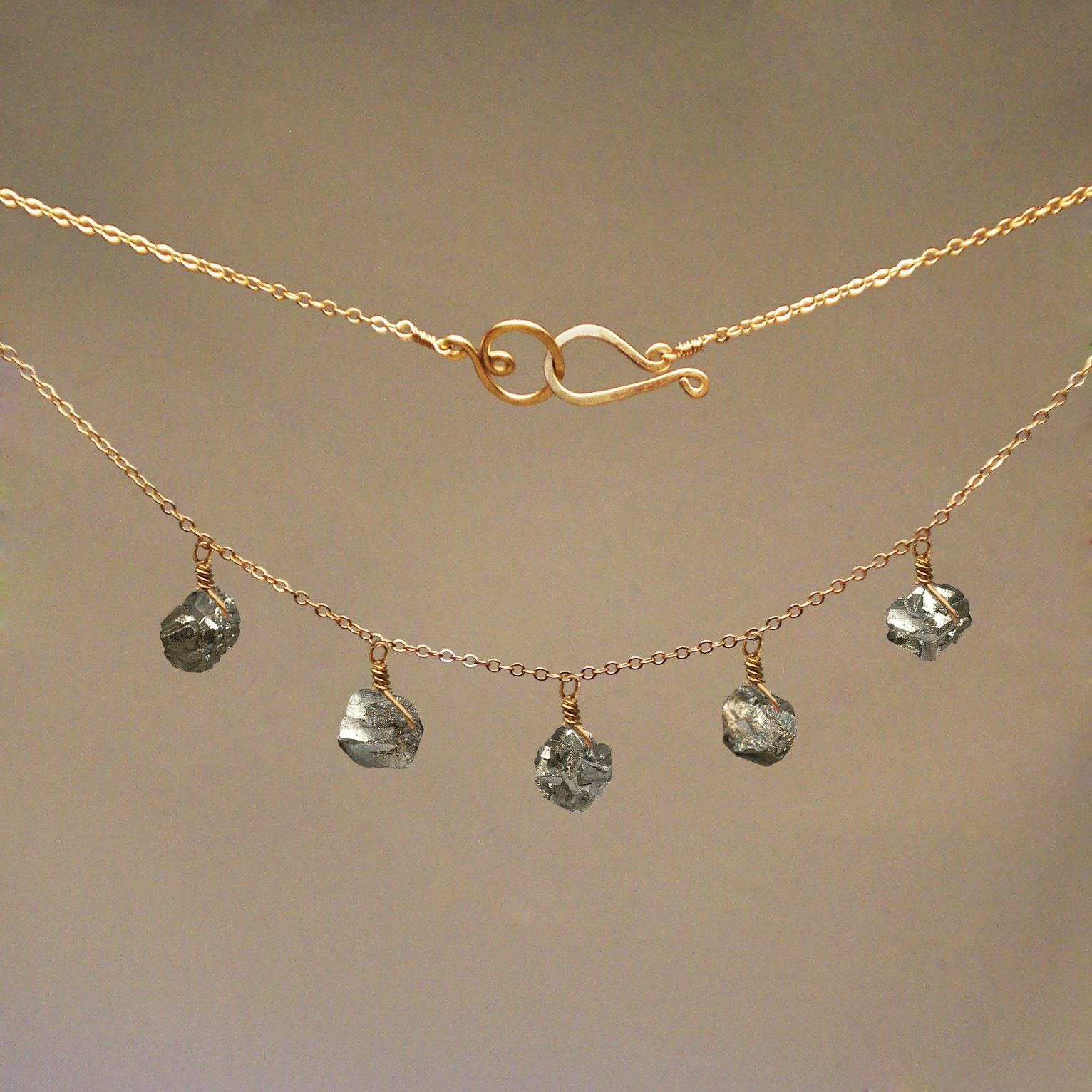 Pyrite Gem Drop Necklace