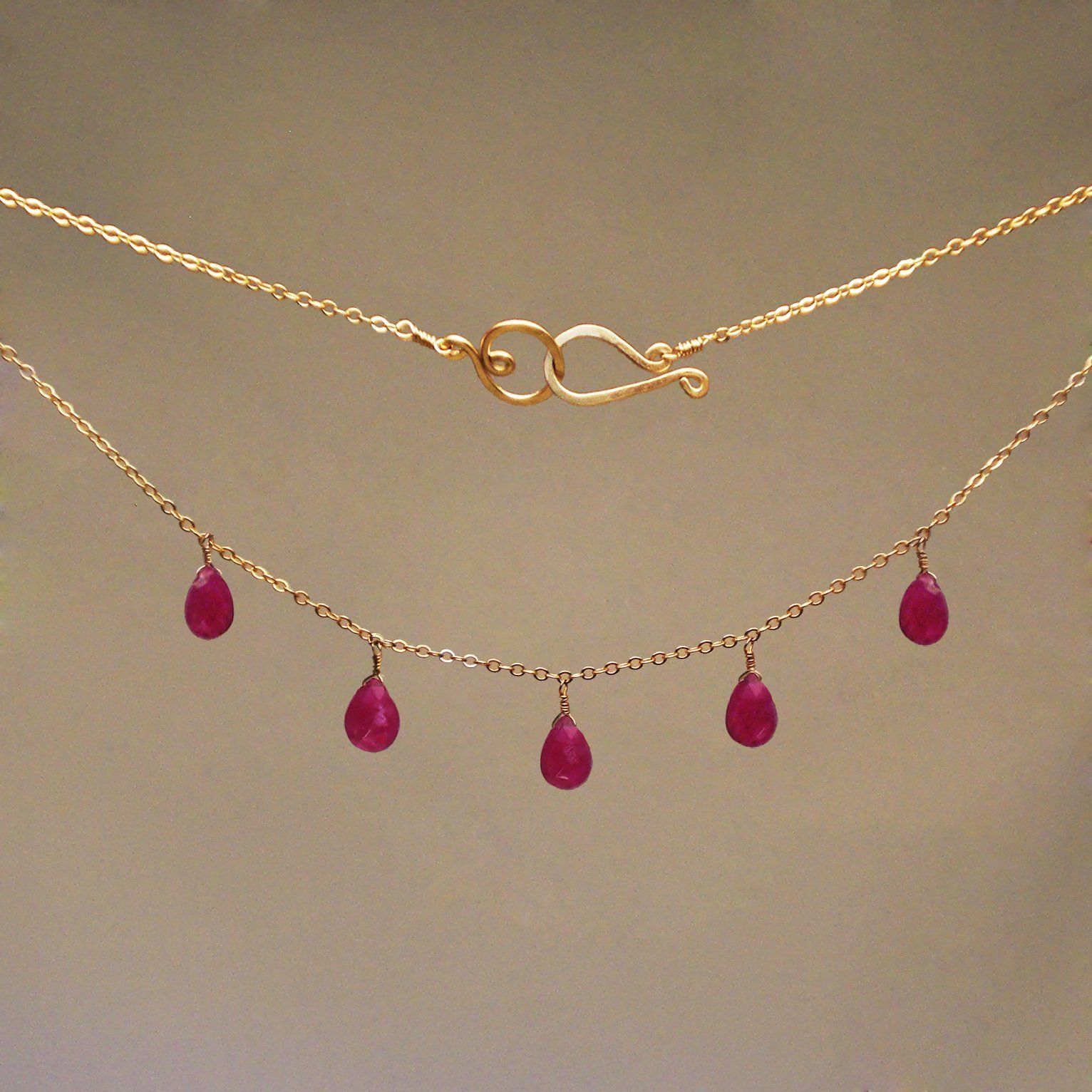 Ruby Gem Drop Necklace