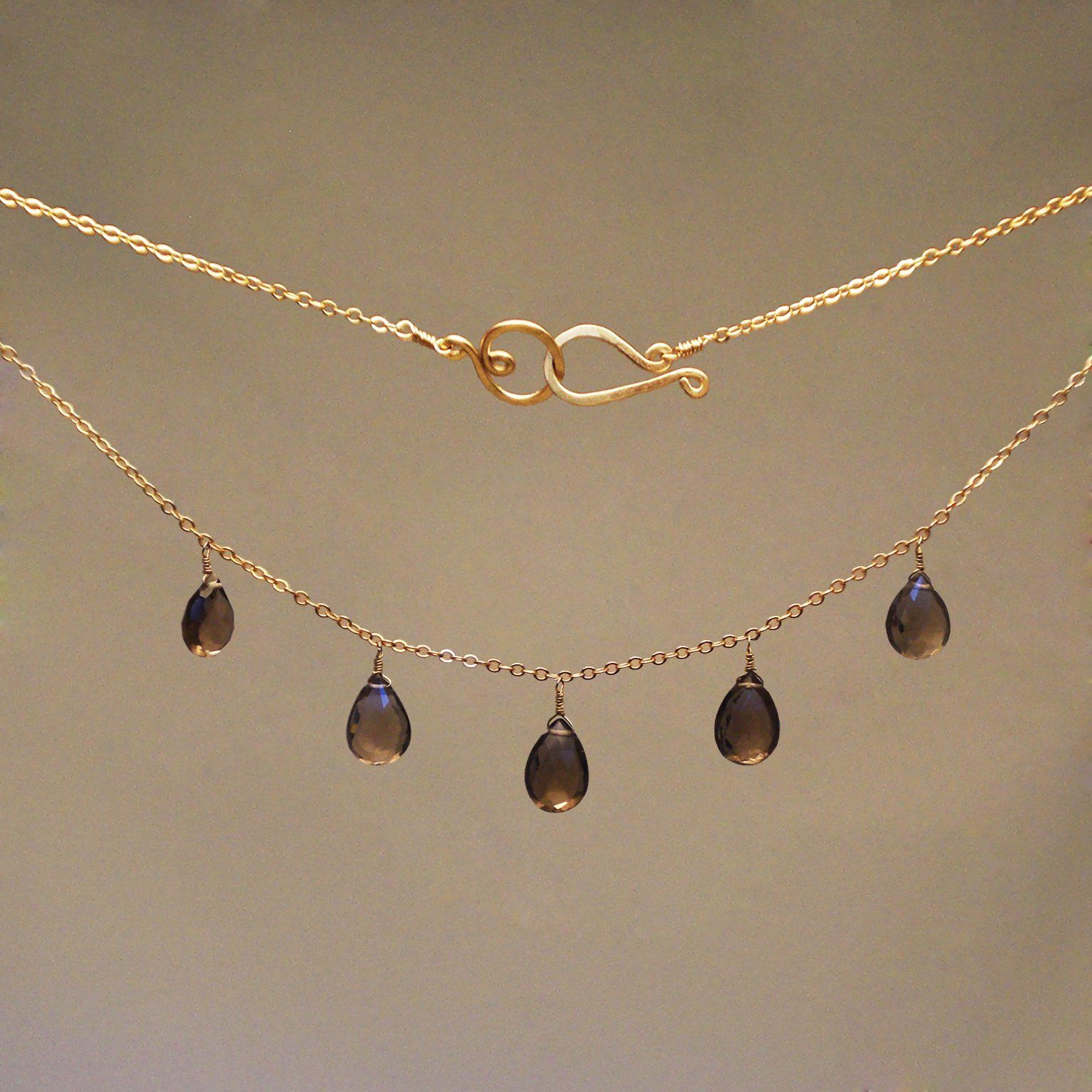 Smoky Quartz Gem Drop Necklace