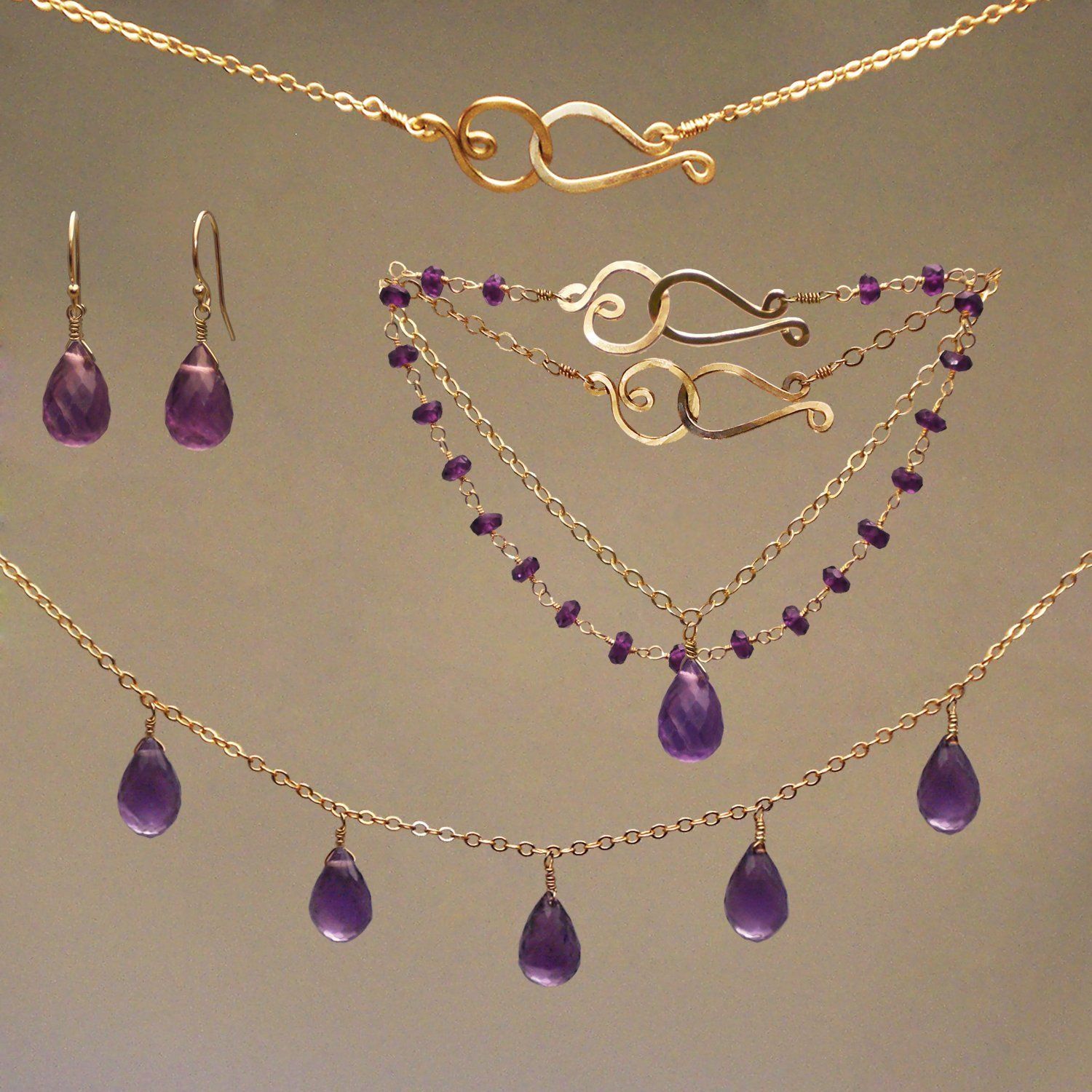 Amethyst Gem Drop Earrings