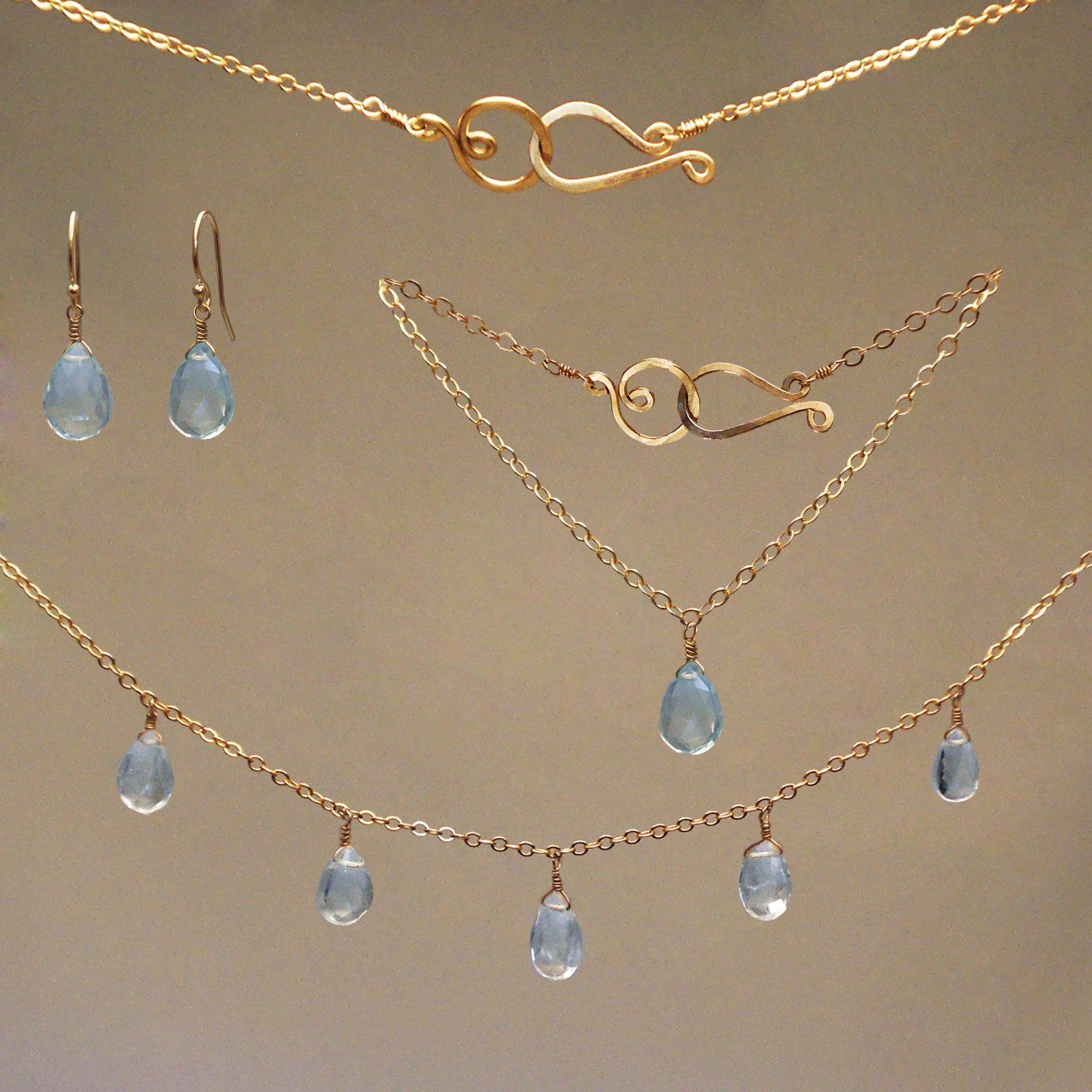 Blue Topaz Gem Drop Earrings