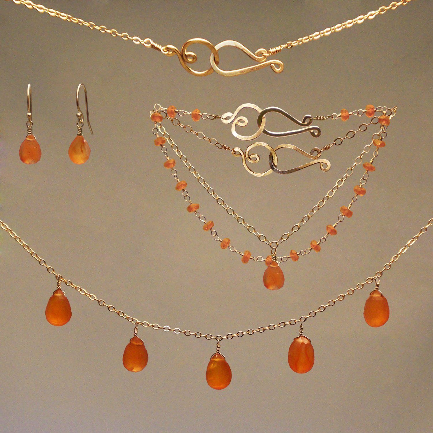 Carnelian Gem Drop Earrings
