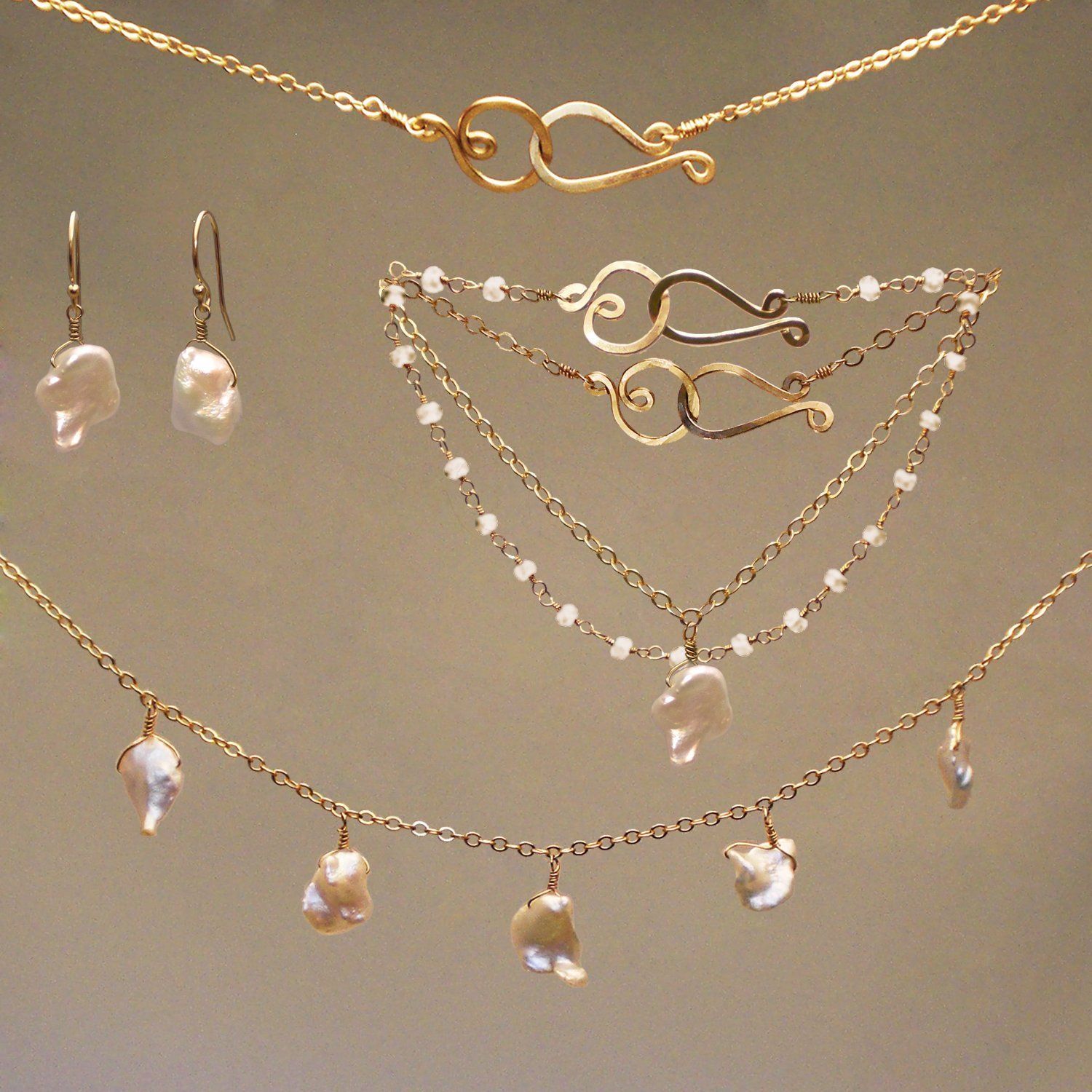 Pearl Gem Drop Earrings