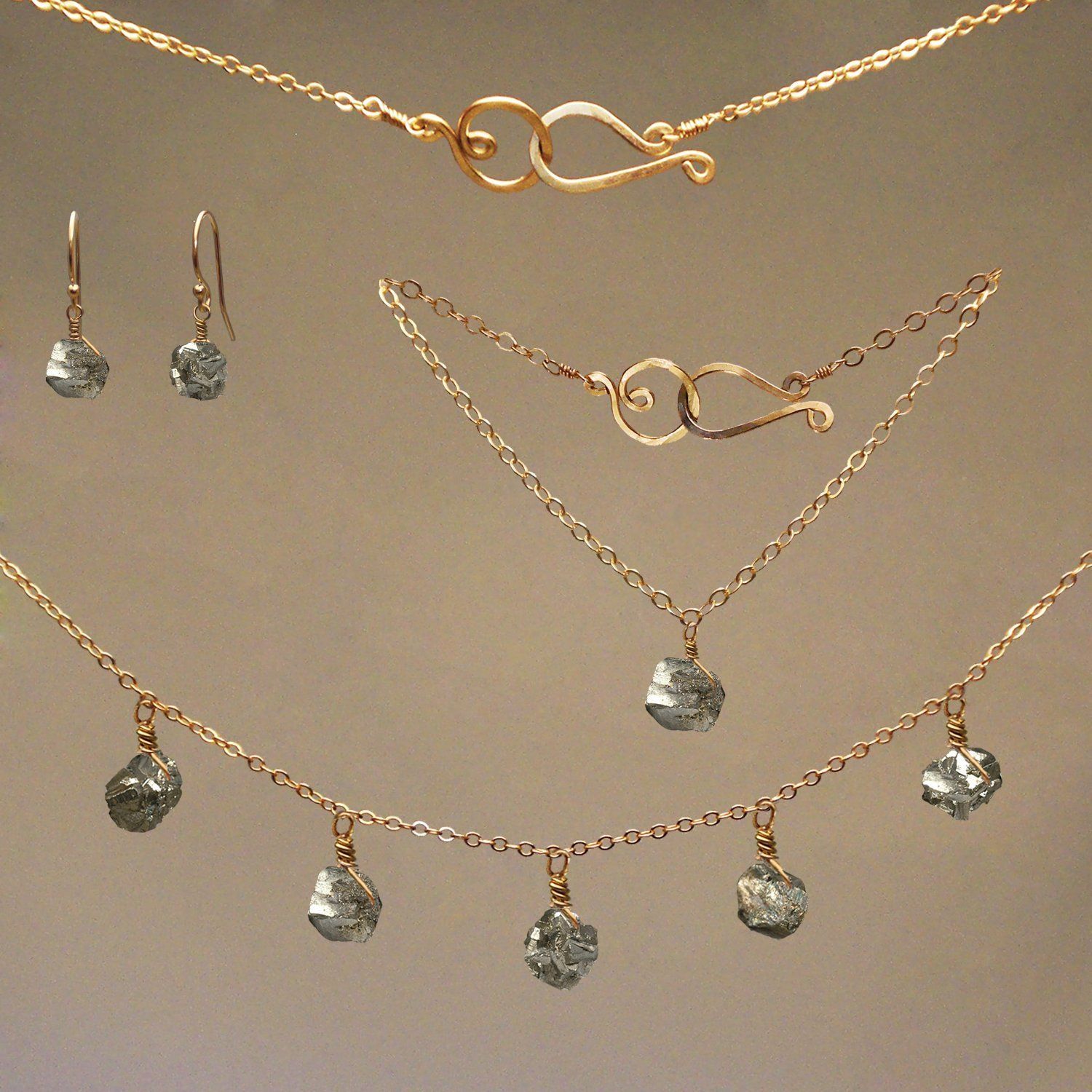 Pyrite Gem Drop Earrings