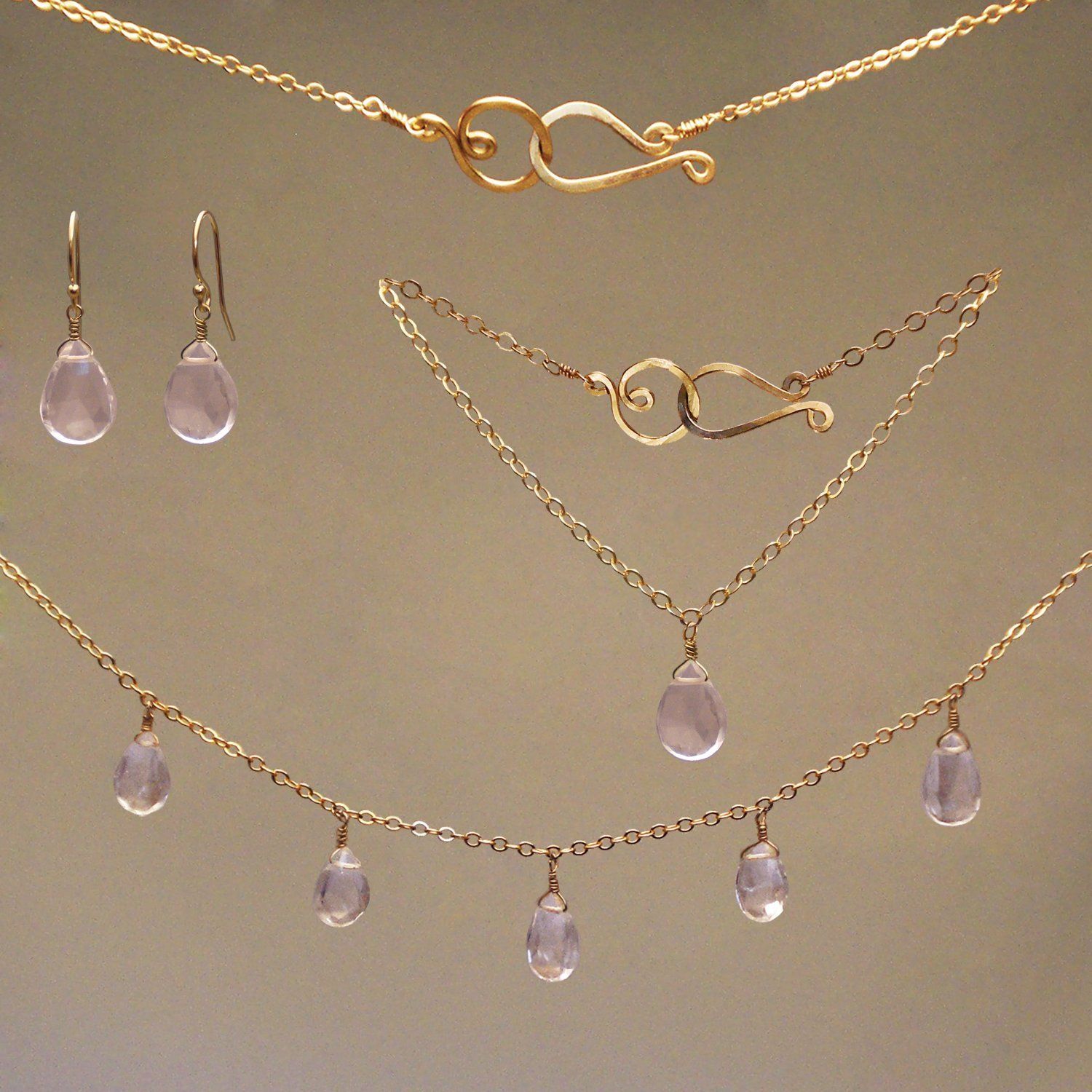 Rose Quartz Gem Drop Earrings