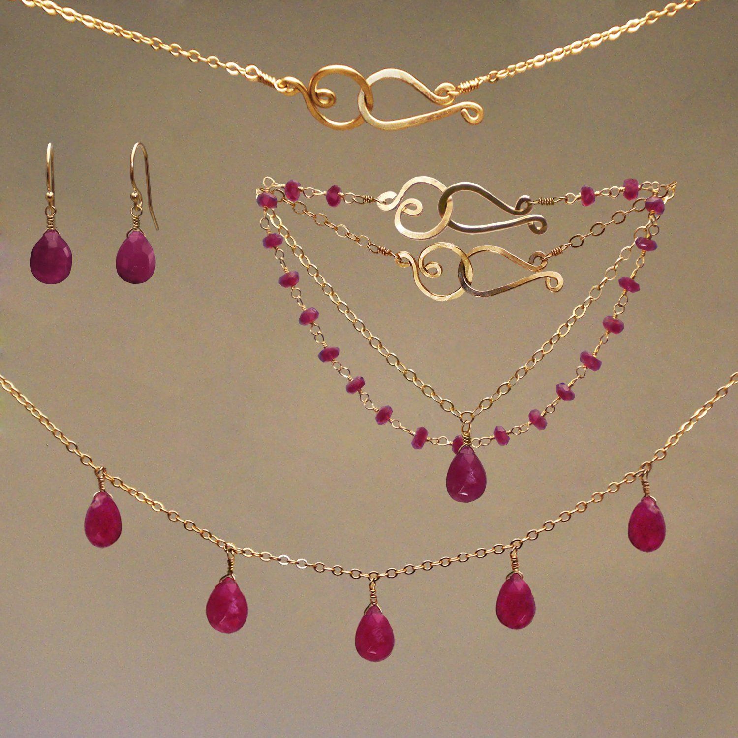 Ruby Gem Drop Earrings