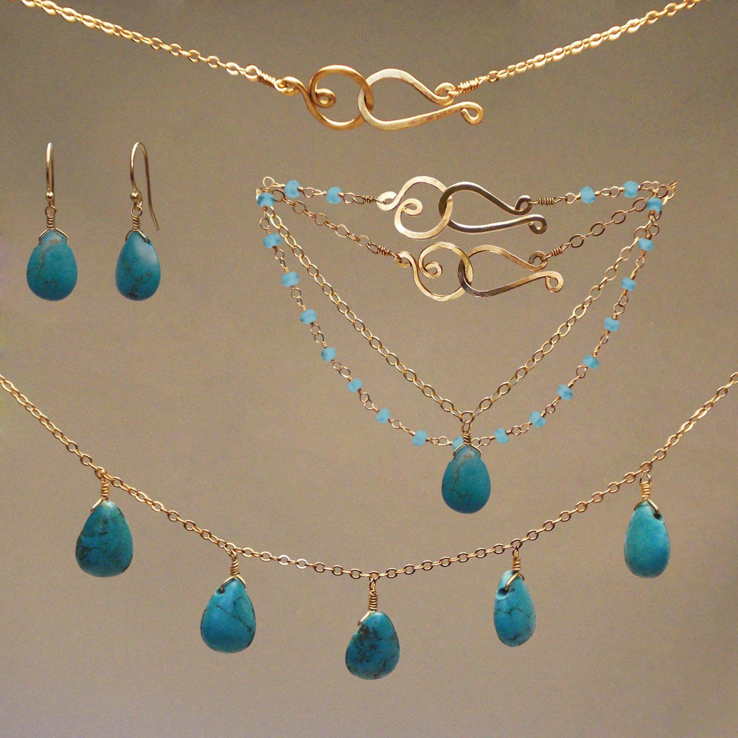Turquoise Gem Drop Earrings