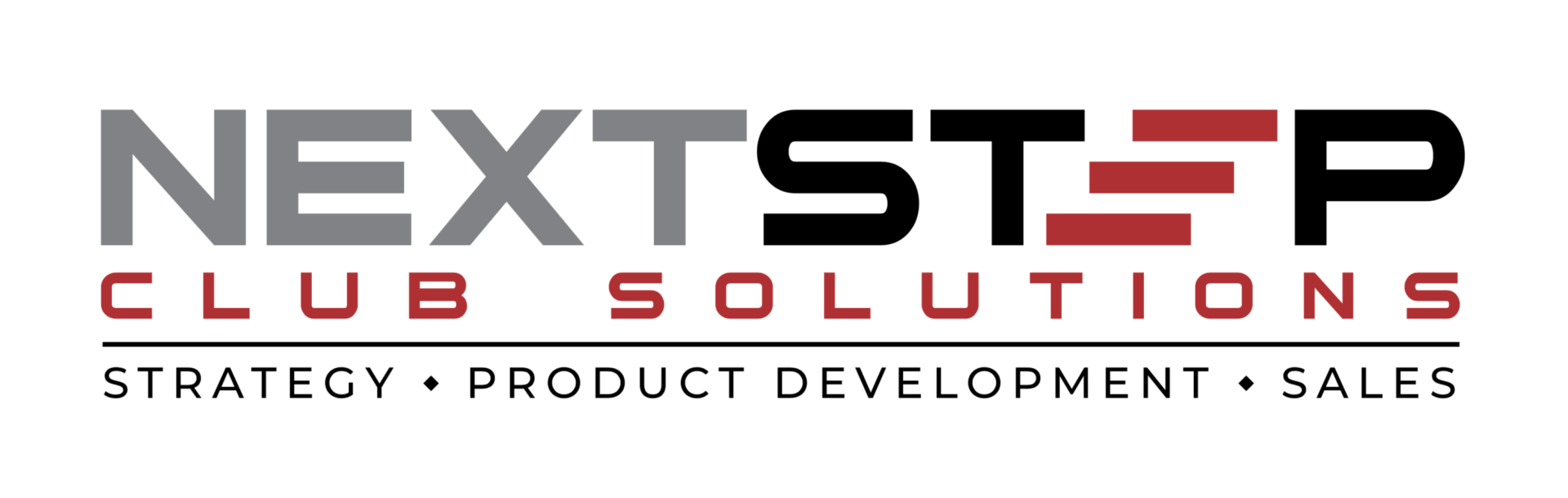 A logo for nextstep club solutions strategy product development sales