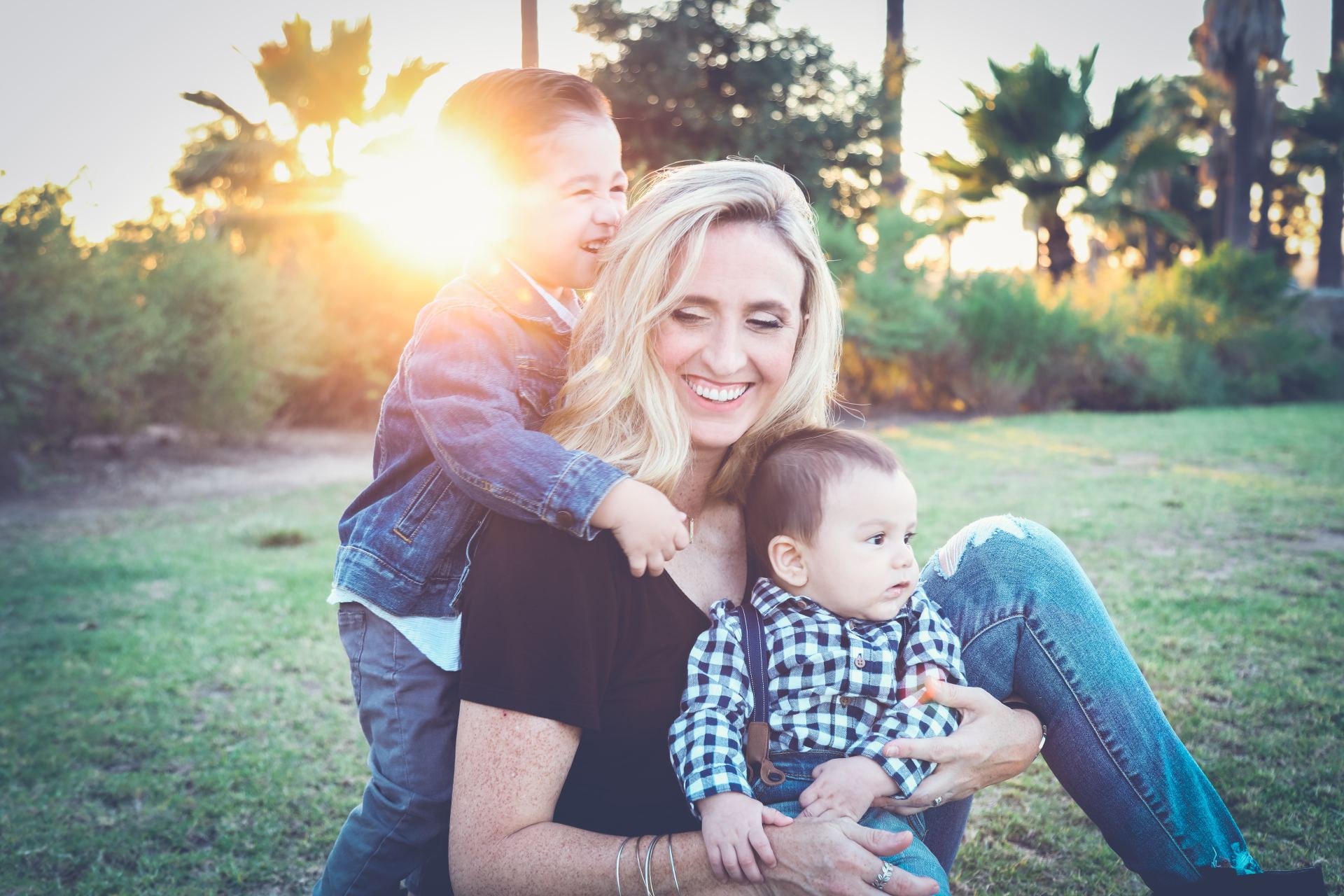 Mother and two children