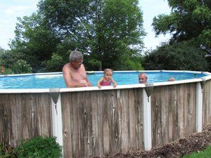 family in pool