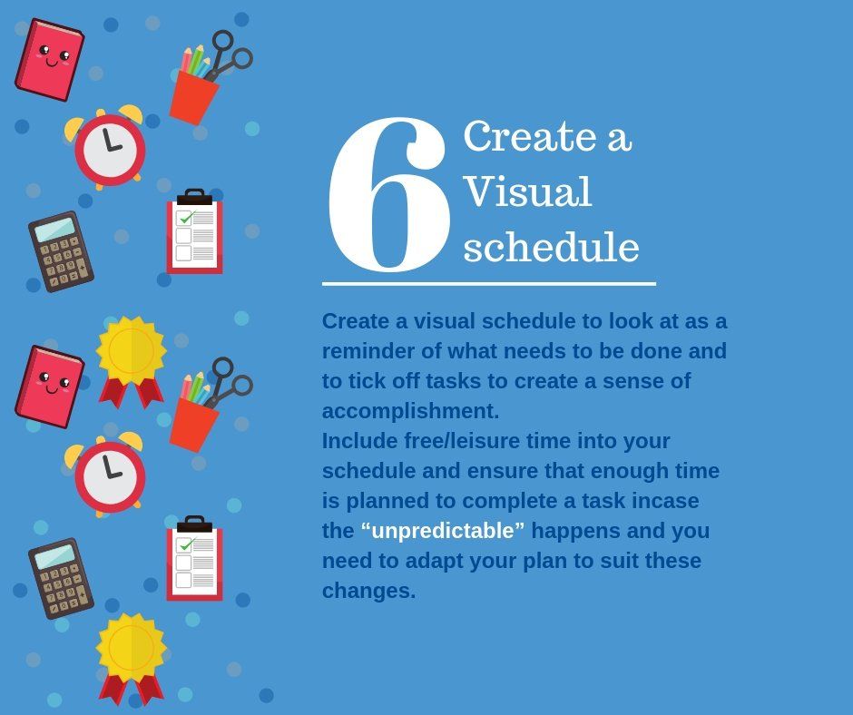 A poster that says create a visual schedule on it