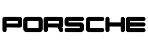 Een zwart-wit logo voor porsche op een witte achtergrond