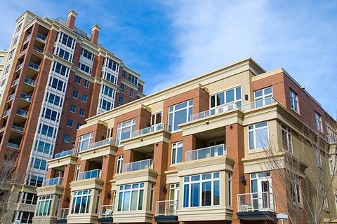 The exterior of an upscale MFH building.