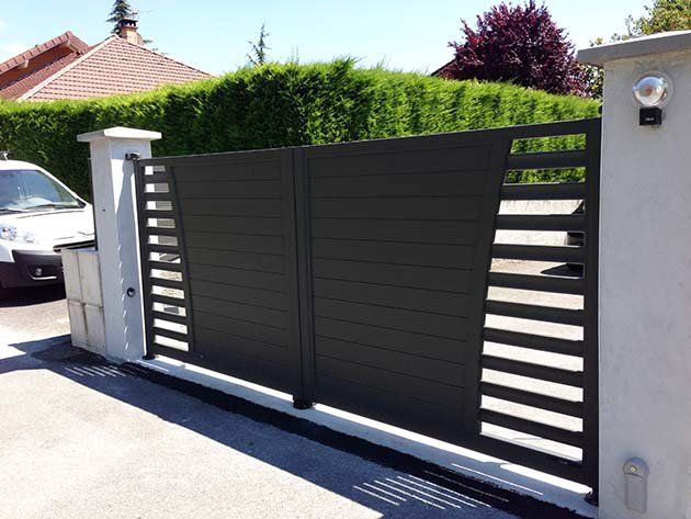 aluminium gates at the front of the property