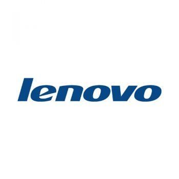 Blue Lenovo logo on a white background