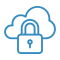 Blue cloud with a padlock icon, symbolizing cloud security