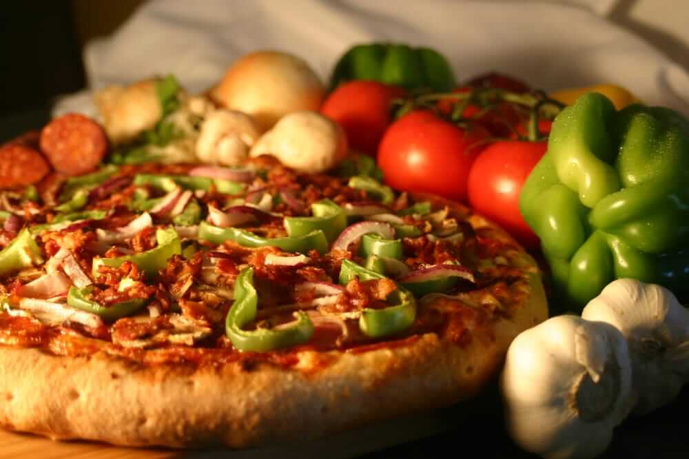 Close up of hot pizza