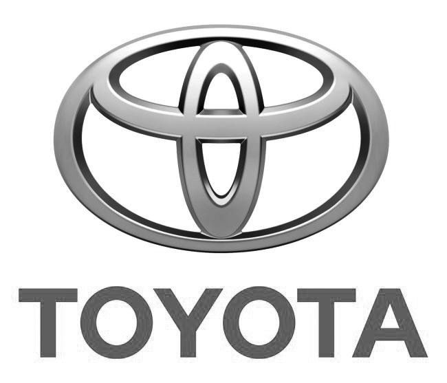 Logotipo de Toyota con emblema plateado y la palabra 