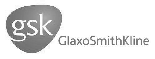 Logotipo de GlaxoSmithKline con las letras “gsk” en blanco sobre un emblema gris y el nombre de la empresa en texto gris.