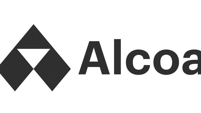 Logotipo de Alcoa con icono geométrico negro y marca denominativa sobre fondo blanco.