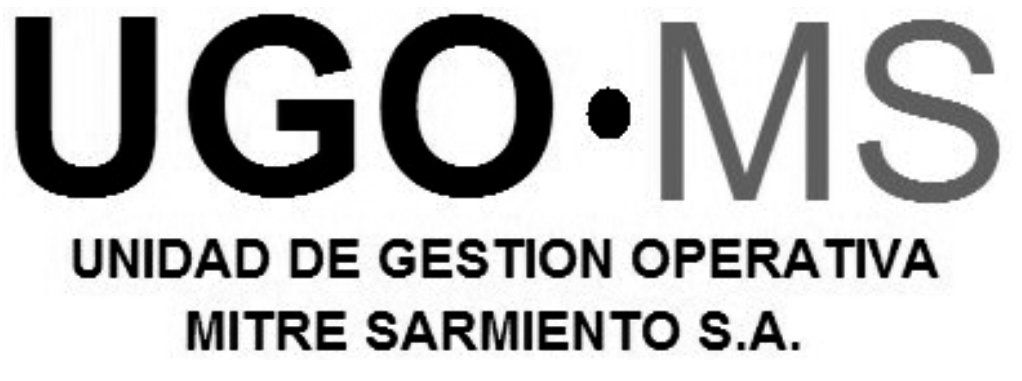 UGO•MS logo in black and gray with “Unidad de Gestión Operativa Mitre Sarmiento S.A.” text underneath