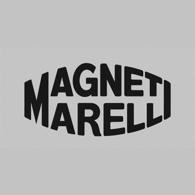 Logotipo negro de MAGNETI MARELLI sobre fondo gris claro.