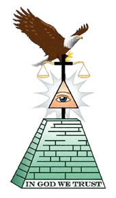 bald eagle and pyramid symbols from dollar bill
