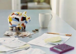 budgeting materials spread out on table