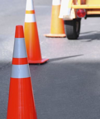 Traffic cones placed as part of parking services in Sydney