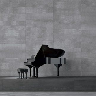 pianoforte a coda in una stanza con pareti rivestite