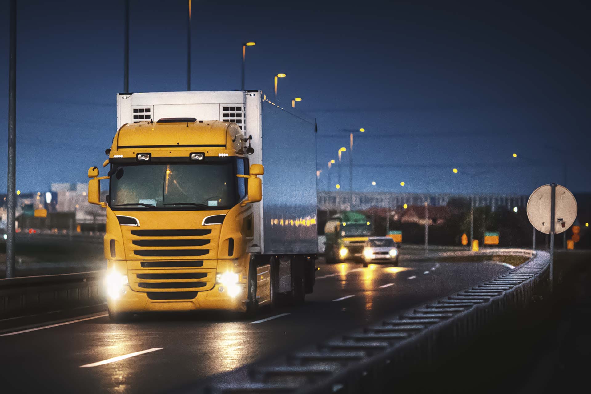 delivery lorry at night