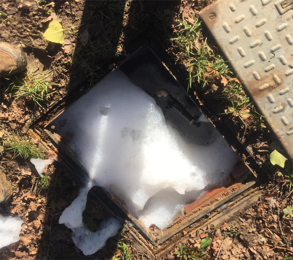 Drain full of soap
