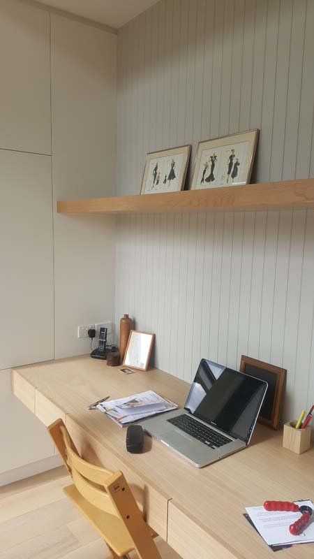 light wood shelves