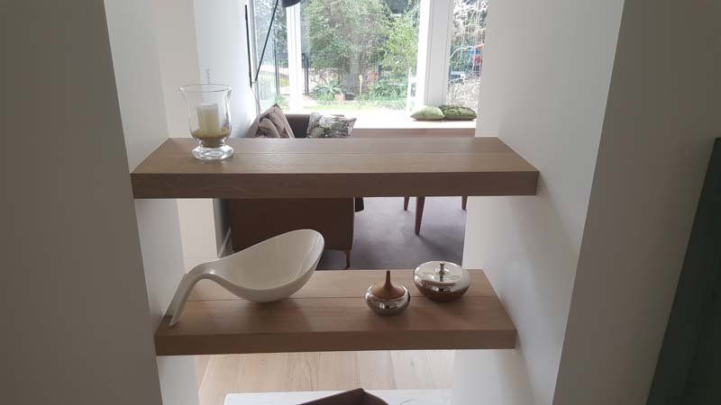 shelves with trinkets